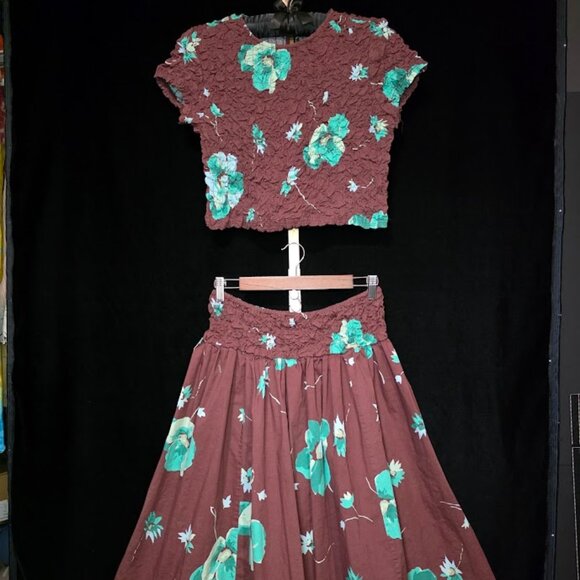 Free People Carino Printed Set in French Chocolate M - Picture 2 of 11